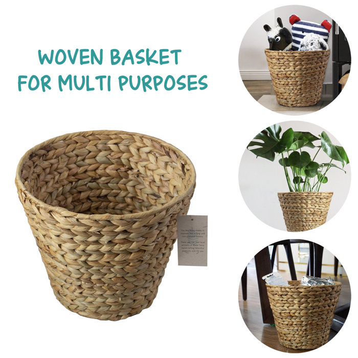 MADE TERRA Madeterra Wicker Recycle Basket Bin Trash Can, Hand Woven